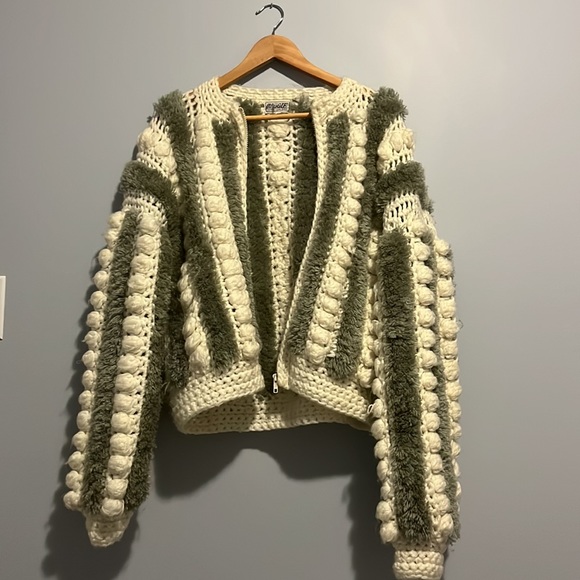 VINTAGE Sage and Cream cropped cardigan - Picture 5 of 13